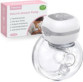 Jheppbay Electric Breast Pump Handsfree, Wearable Breast Pump Electrical Wireless Milk Pump, 12 Levels 3 Modes, 5s Quick Installation with 21/24 mm Flange