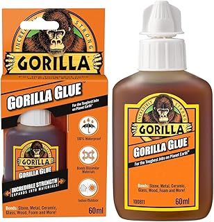 Bobzo G0rilla All Purpose High Strength Glue 60ml - Waterproof, Bonds Stone, Metal, Wood, Glass & More - High Strength, Water Activated, 100% Waterproof with Anti-Clog Cap & Glove