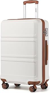 Kono 20 inch Cabin Suitcase Lightweight ABS Carry-on Hand Luggage 4 Spinner Wheels Trolley Case 51.5x38x20 cm (Cream White)