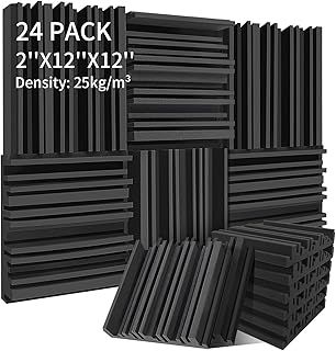 Knightsacoustic 24 Pack Acoustic Foam Panels, Sound Proofing Panels 2" X 12" X 12", Broadband Sound Proof Panels for Sound Absorbing, Foam Panels for Recording Studio Wall Offices Home YouTube Room