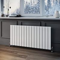 ELEGNT 600 x 1216 mm Designer Horizontal Radiator White Single Flat Panel Bathroom Premium Radiators Modern Wall Mounted/Up Standing Slim Radiators for Bathroom/Kitchen/Living Room
