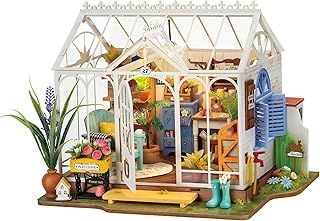 ROBOTIME DIY Miniature House Kit Garden House | Wooden Dollhouse Model Building Kit with LED for Adults and Children | Holiday Birthday Gift
