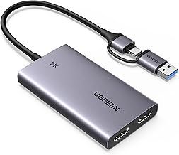 UGREEN Video Capture Card HDMI to USB C Streaming Device 2K@30Hz 1080P@60fps Game Record 4K Passthrough Loop-out Compatible for Quest 3/3s PS5 PS4 Xbox Series X Switch iPad DSLR Camera Mac Laptop PC