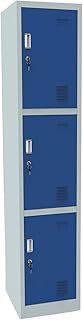 Racking Solutions. Single Door Metal Storage Lockers, Blue & Grey Steel Lockable Unit, Staff Gym School Changing 1850mm H x 380mm W x 450mm D (3 Door Locker)