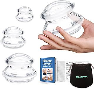 ELERA Silicone Professional Cupping Therapy Set, 4 Cups Anti Cellulite Massage Cup for Muscle Soreness Pain Relief & Injury Recovery
