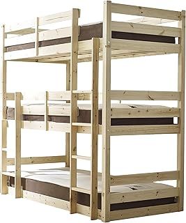 STRICTLY BEDS&BUNKS Triad Triple Sleeper with Side Ladder, 3ft Single