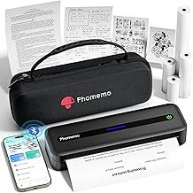 Phomemo M832 Thermal Printer, Monochrome Portable Printers A4 Compatible with Android & iOS, Inkless Bluetooth Printer Includes Carry Bag and 4 Rolls of Thermal Disposables