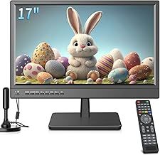 ZOSHING 17" 1080P Screen TV,Small TV with freeview Reception and aerial,AC/DC12V,HDMI USB and VGA Input Ports for Camper,Bedroom (NO with WIFI/Bluetooth/Satellite)