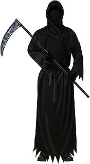 Grim Reaper Costume Set for Men & Boys,Halloween Scary Ghost Cosplay Masquerade Tunic Outfit