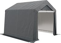 Outsunny 3 x 3(m) Garden Storage Tent, Portable Shed with Heavy Duty Galvanised Steel Frame, Ventilation Window, Roll-up Zipper Door, for Bike, Motorbike, Garden Tools, Dark Grey