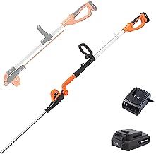 Yard Force Pole Hedge Trimmer Cordless - Extendable, Long Reach, 41cm Cutting Length, 20V Lithium-ion battery & Charger, 135° Adjustable Head, Dual Action Blades - LH C41A