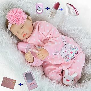 22 Inch 55cm Reborn Dolls Baby Girl Soft Silicone Vinyl Real Life Dolls Cheap Toddler Sleeping Girl Lifelike Handmade Reborn Babies Xmas Gift