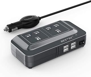 BESTEK Power Inverter 12V to 240V, 200W Car Voltage Converter Transformer with 3-Pin Sockets & 4-USB Ports for Charging Phones, Laptop, Tablets, GPS Units, TV, Camping Equipment