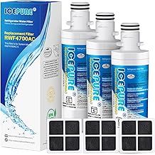 Refrigerator Water and Air Filter, Compatible with LG LT1000P, LT1000PC, MDJ64844601, Kenmore 46-9980, 9980, ADQ74793501, ADQ74793502 and LT120F Combo White, 3 Pieces