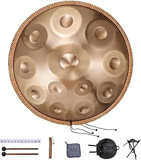 VEVOR Handpan Drum, 22 in & 12 Notes, D Minor Hand Drum, Hand Pan Drum Instrument with Mallets, 440Hz Handpan Stand & Carry Bag, Steel Healing Sound Drum, Percussion Instruments for Adults Beginners