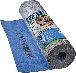 Quiet Walk QW100B1LT Laminate Flooring Underlayment with Attached Vapor Barrier Offering Superior Sound Reduction, Compression Resistant and Moisture Protection, Blue, 100 SQFT