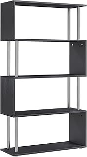 HOMCOM S Shape Bookcase, 5 Tiers Bookshelf, Modern Freestanding Storage Shelf for Home Office, Study, Living Room, 80 x 30 x 145cm White