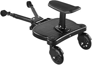 Universal Kiddy Boards Portable Buggy Board with Seat Pram Standing Board Stable Two Wheel Design 360° Rotation Pram Accessory for Children from 2-7 Years Up to 25kg