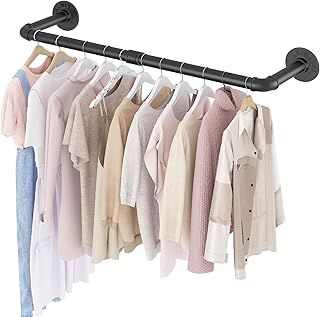 SMILOVII Industrial Clothes Rail, Heavy Duty 92cm Wall Mounted Garment Rail - Versatile Metal Hanging Rail for Home, Shops, and Closets