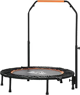 HOMCOM 40"/45"/48" Foldable Mini Trampoline Fitness Trampoline Rebounder for Adults with Adjustable Foam Handle, for Indoors, Outdoors, Cardio Training