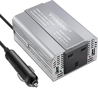 Yinleader Power Inverter 300W DC 12V to 240V AC converter 2 USB ports 1 UK Socket car cigarette adapter - gray