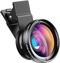 Apexel Universal Phone Cameras Lens Kit 0.45X Wide Angle Lens 140°+ 12.5X Macro Lens Clip-on iPhone Lens for iPhone 8 7 6 Plus Samsung and Most of Android Smartphone