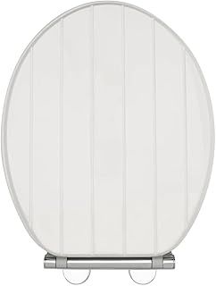 AQUALONA® Premium Tongue and Groove Soft Close Toilet Seat - Moulded Wood - Stainless Steel Slow Close Hinges - Wipe Clean - Contemporary Design - Durable (White Tongue and Groove Toilet Seat)