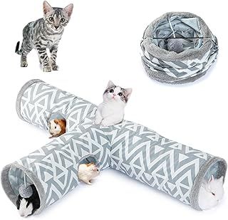 JanYoo 3-Way Collapsible Cat Tunnel - Indoor Pet Toy Tube for Cats, Bunnies, Rabbits, Guinea Pigs, Ferrets - Kitty Hideout