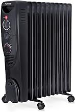 Pro Breeze Oil Filled Radiator with 11 Fins - Slim Electric Radiator - Portable Oil Heater with Built-in 24 Hour Timer, 3 Heat Settings, Adjustable Thermostat (Black Radiator)