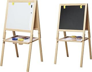 Casdon Wooden Easel | Double-Sided Easel For Children Aged 3+ | 2-In-1 Blackboard And Whiteboard For Your Little Artists!, 51 x 37 x 63 cm