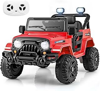 COSTWAY 12V Kids Ride on Car, 2 Motors Electric Off Road Truck with Remote Control, LED Lights, Music, Horn & Wireless Connection, Battery Powered Ride on Toy for Boys Girls (Black)