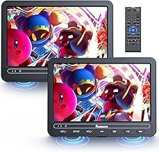 10.1" Dual Car DVD Players with HDMI Input, Rechargeable Battery, Portable DVD Players Support USB/SD Card, Play a Same or Two Different Movies (2 x DVD Player + 2 x Headphones)