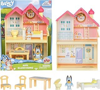 Bluey Mini Home Playset Compact House Playset With Carry Handle Three Different Rooms Kitchen, Bedroom and Bathroom Includes Figure With 5 Play Pieces