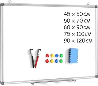 DOLLAR BOSS Magnetic Whiteboard 60 X 90 cm Dry Erase White Board for Walls with Pen Tray, Aluminium Trim and Dry-Wipe Writing Surface for School, Home and Office