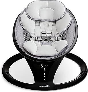 Munchkin Electric Baby Swing | Bluetooth Enabled Baby Bouncer Chair & Rocker | Portable Rocker & Gentle Bouncing Chair with Motion and Sounds| Black