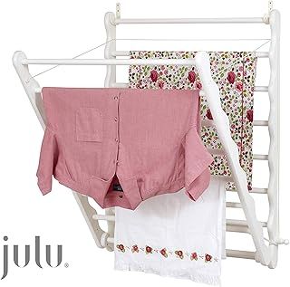 Julu Laundry Ladder Indoor Airer Wall Mounted Wooden Clothes Airer | Doris Pine White