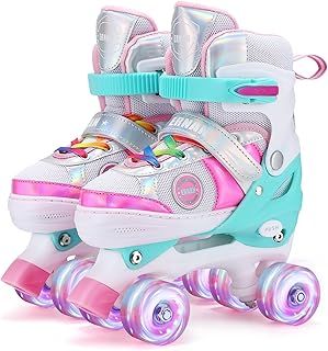 Kids Roller Skates for Girls, Adjustable Kids’ Rollerskates with Light up Wheels of Shine Fun for Kids Beginners Girls Toddlers Indoor and Outdoor use.