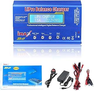 Lipo Battery Charger - Digital LCD Lipo Balance Charger with Adapter, Blue Lipo Balance Charger for Li-ion, Li-Fe, LiHV Battery (1-6S), NiCd (1-15S), NiMH (80W)