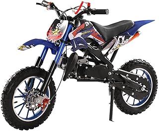 50cc Dirt Bike for Adults & Kids, Mini Gas Powered Off-Road Trail Bike with Speeds up to 30 MPH, 2-Stroke, Blue