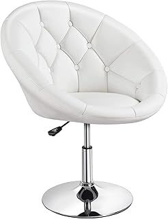 Yaheetech Swivel Vanity Chair Dressing Table Chair Comfy Vanity Stool for Bedroom Salon Make up Room, White