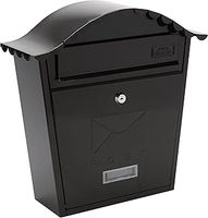 Burg-Wachter MB01BK Black Classic Wall Mounted Galvanised Steel Lockable Weatherproof Post Box - 36x37x13cm
