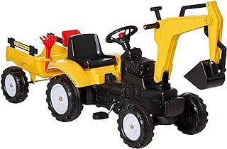 HOMCOM Kids Pedal Go Kart Children Ride On Digger Tractor Toy Car Excavator For 3-6 Years
