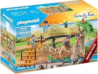 PlayMOBIL 71192 Family Fun Lion Enclosure, Animal Playset with lion family and zoo visitors, Fun Imaginative Role-Play, Playset Suitable for Children Ages 4+