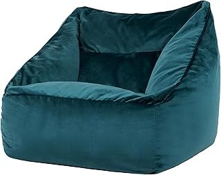 icon Natalia Velvet Bean Bag Chair, Teal Green, Large Adult Bean Bag with Filling Included, Accent Chair, Armchair, Living Room Furniture, Bedroom Furniture