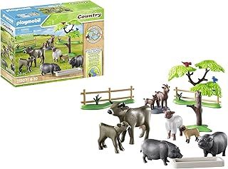 Playmobil 71307 Country Animal Set with Paddock, with lovingly designed farm animals like cows, goats, sheep, and pot-bellied pigs, fun imaginative role play, playsets suitable for children ages 4+