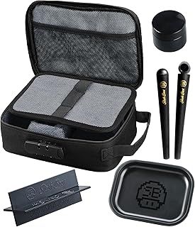 Stash Bros Smell Proof Bag with Accessories | Smell Proof Container Stash Box with 2 Doob Tube, Rolling Tray Bundle Smell Proof Box with UV Jar & 2 air Tight Storage containers