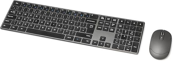 Amazon Basics Rechargeable Wireless Mouse - Ultra Slim, Quiet Full Size Keyboard with Number Pad, Black