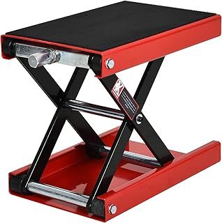 DURHAND 500KG Motorcycle Scissor Lift Jack, Height Adjustable Motorbike Stand with Anti-Slip Wide Deck, Heavy Duty Steel Motorbike Repair Lift Hoist Stand for Home Garage, Red