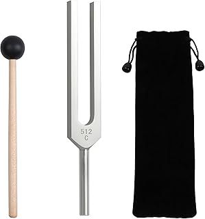 DiDiBirDi 512 Hz Tuning Fork, Aluminum Alloy Tuning Fork, Suitable for Sound Therapy, Yoga, Meditation and Relaxation,Equipped with a Silicone Hammer and Black Cloth Bag