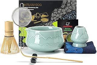 TEANAGOO Matcha Whisk, 7 Pcs Ceramic Matcha Set, Matcha Kit for Ceremony, Matcha Tea Set for Making Breakfast/Latte, Matcha Whisk Set and Bowl with Scoop&Sifter, Gift for Matcha Lover